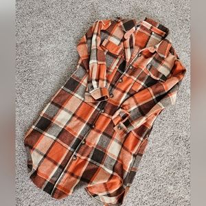 Knee Length Flannel Jacket